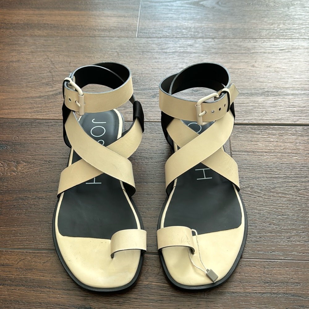 Joseph Leather Flat Ankle wrap Strap Sandal, Few small marks.
